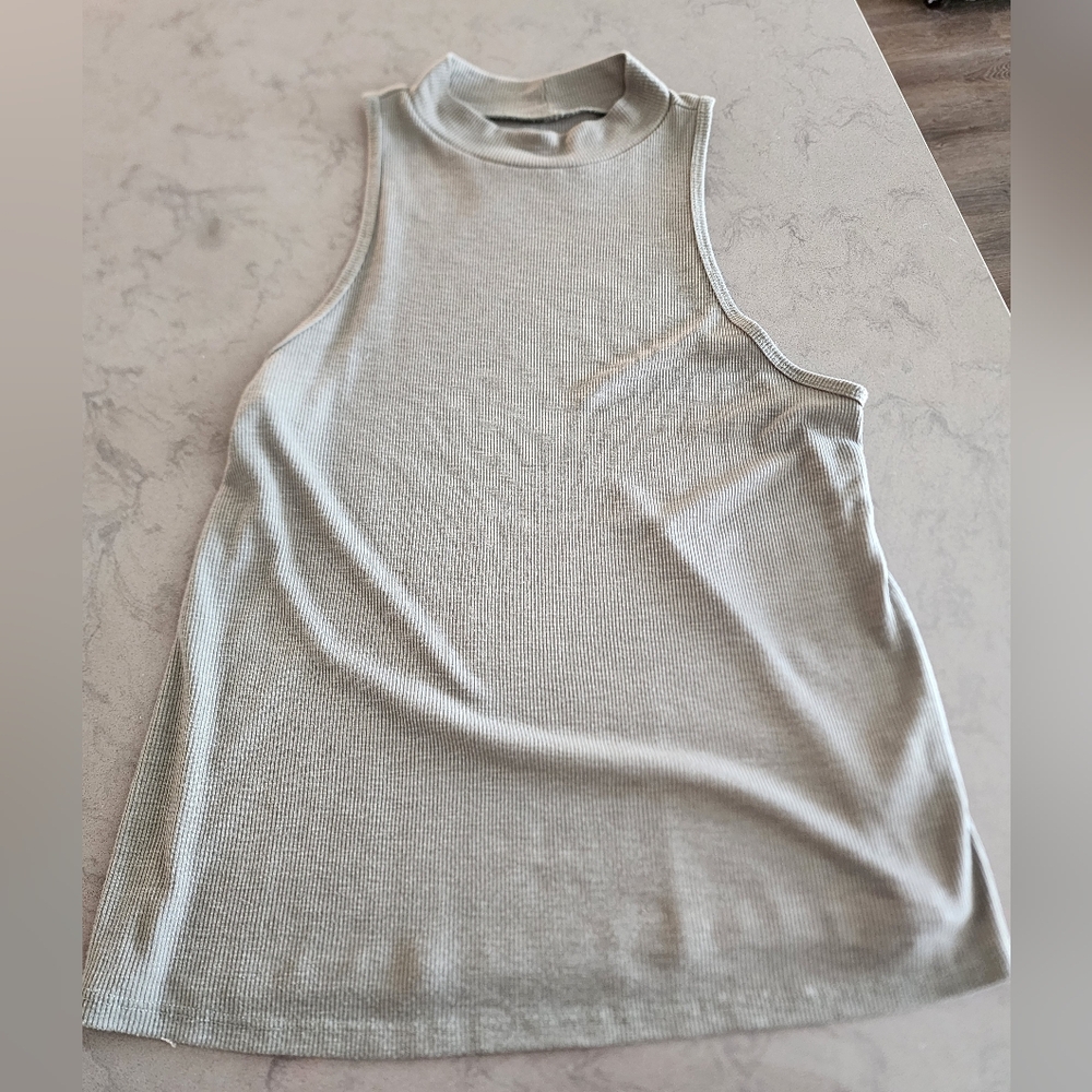 SO Olive Green Ribbed Sleeveless Tank Top